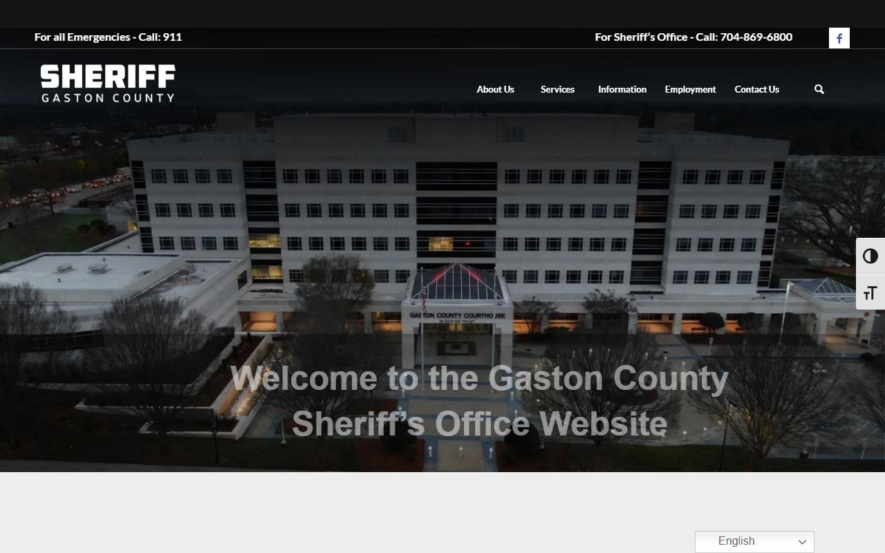 Gaston County Sheriff's Office website for inmate population lookups