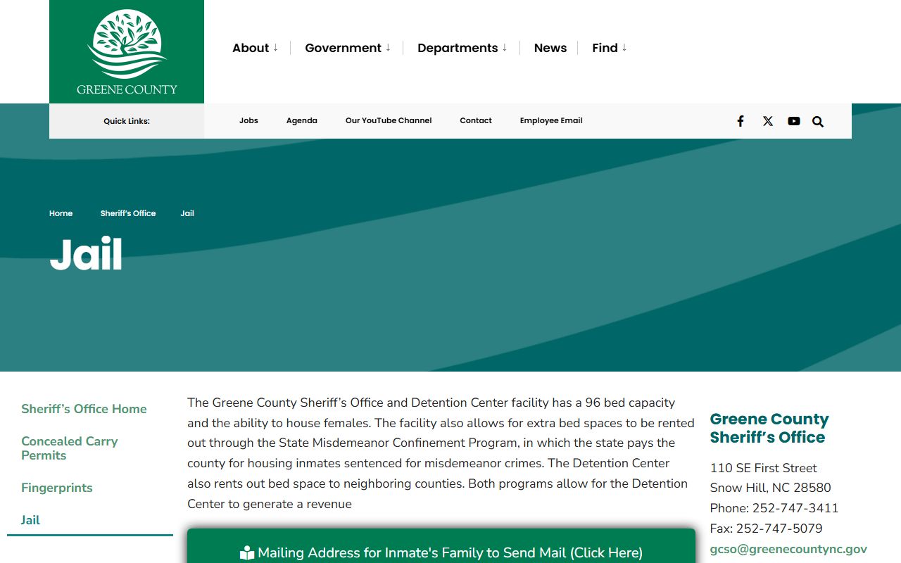 Greene County Sheriff's Office Jail Division page for inmate population data