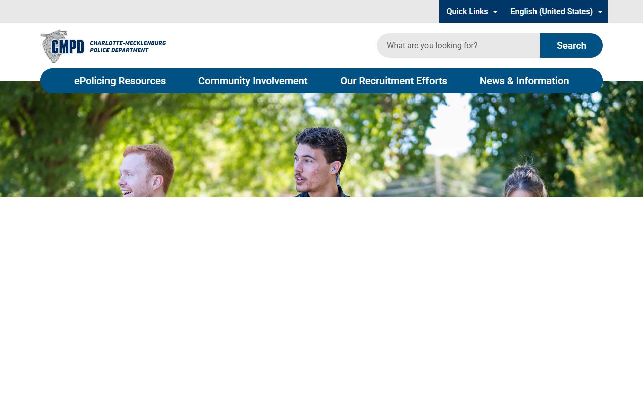 Charlotte-Mecklenburg Police Department homepage for Charlotte inmate population searches