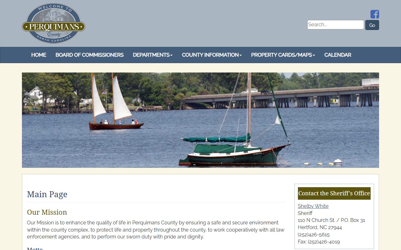 Perquimans County Sheriff's Office website for inmate population searches